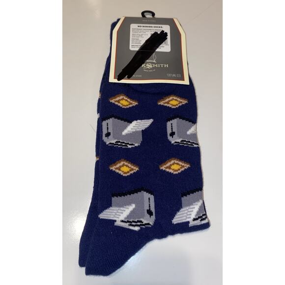Socksmith Men’s 10-13 Buttered Toast And Toaster Novelty Socks - Picture 2 of 3